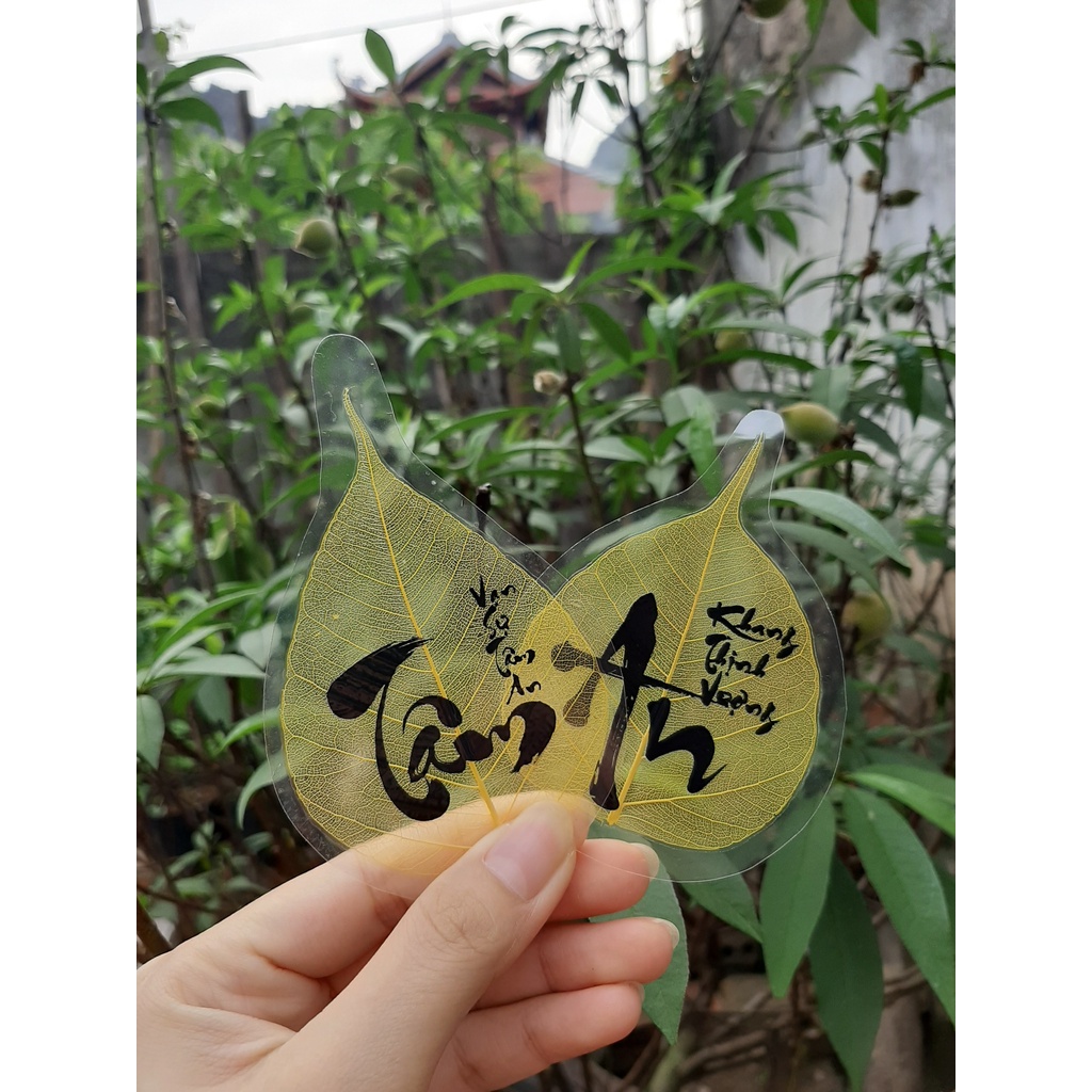Bộ lá bồ đề 10 chữ thư pháp bỏ ốp điện thoại