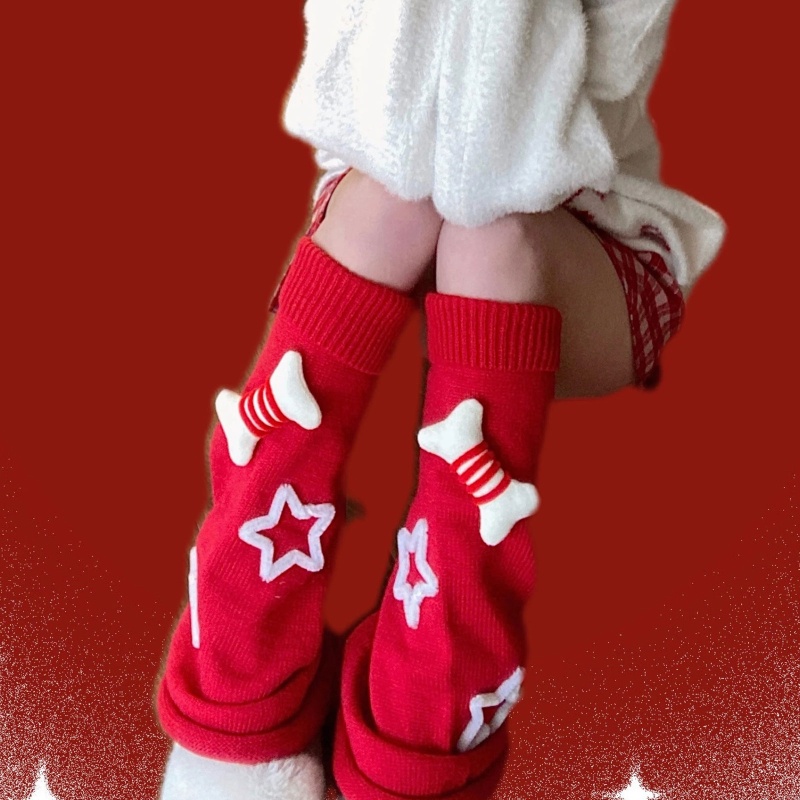 Tất Dệt Kim Giữ Ấm Chân Hình Ngôi Sao 3D Dễ Thương Cho Nữ