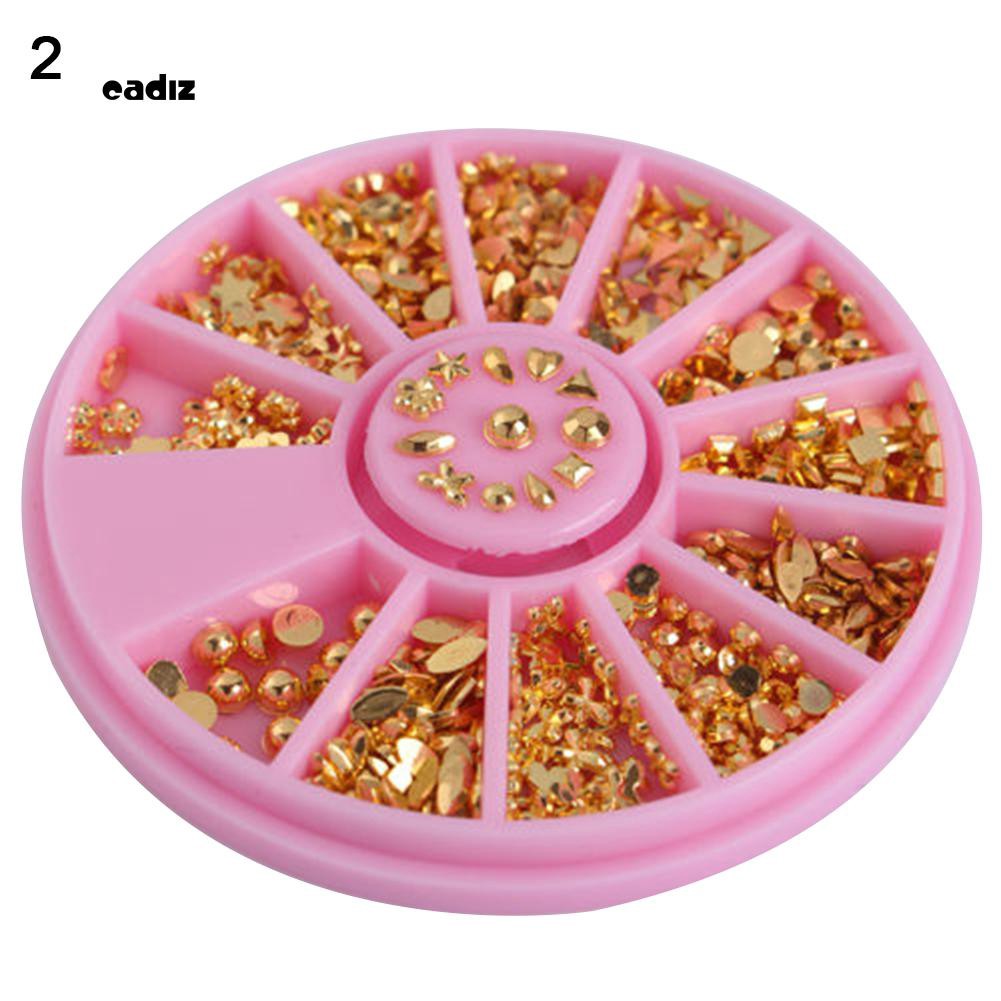 Hộp 12 ngăn đựng vật liệu kim sa lấp lánh dùng trang trí móng tay 3D xinh xắn