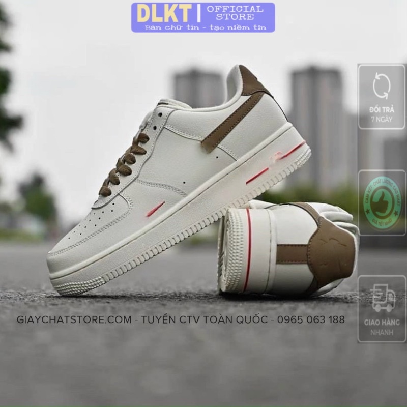 Ảnh thật phần đánh giá sản phẩm, Giày sneaker tăng chiều cao force trắng móc nâu full box bill freeship