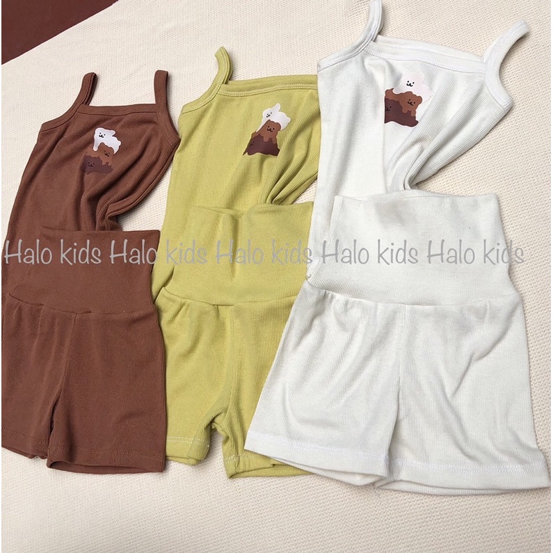 Bộ 2 dây chất liệu thun tăm hình gấu hàn quốc cho bé gái