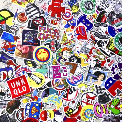 Combo 5 con sticker decal chống nước ngẫu nhiên không trùng trang trí dán nón bảo hiểm xe máy điện thoại laptop
