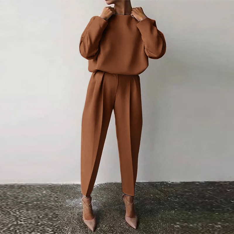 Bộ quần áo Zanzea dáng dài màu trơn lưng thun thời trang vintage cho nữ