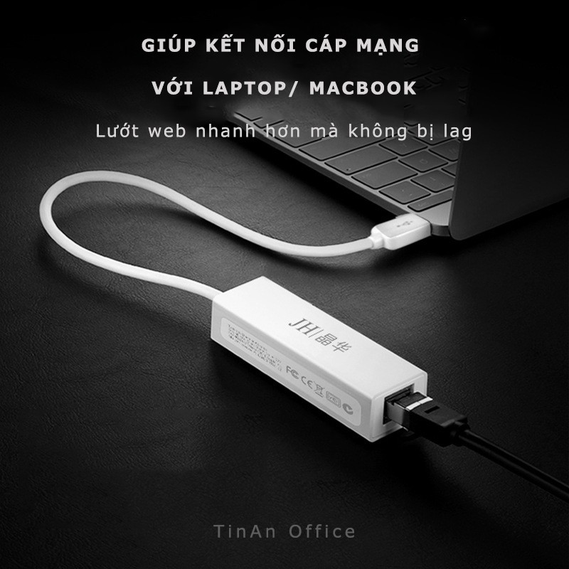 Bộ Cáp Chuyển USB 2.0 Sang Cổng Mạng LAN Ethernet 100 Mbps, JH-Z311 Cho Macbook, PC, Laptop