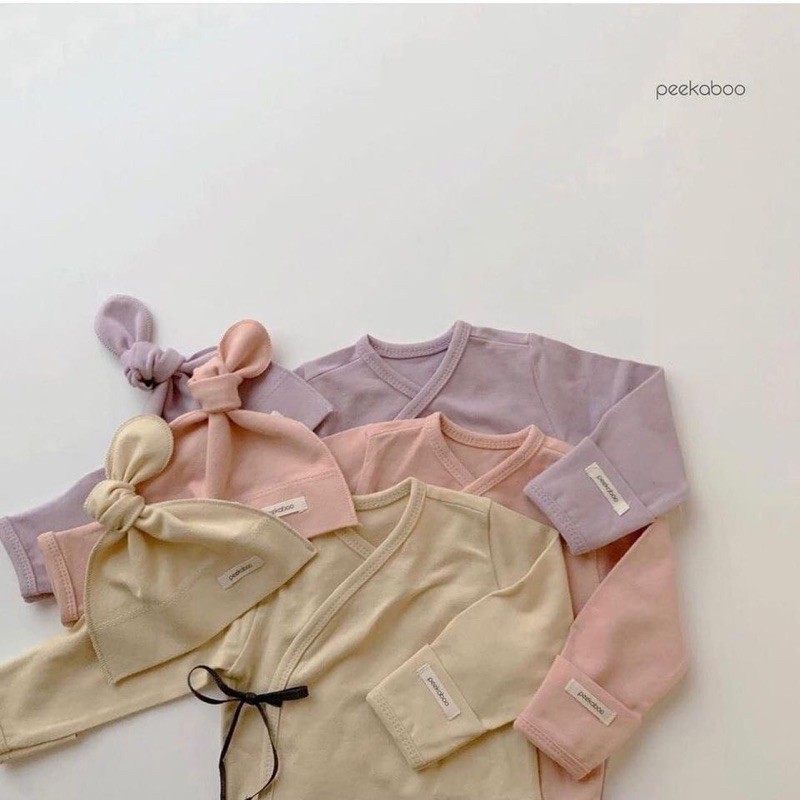 Set sơ sinh kèm nón Modal #peekaboo cho bé trai/bé gái từ 0-3m