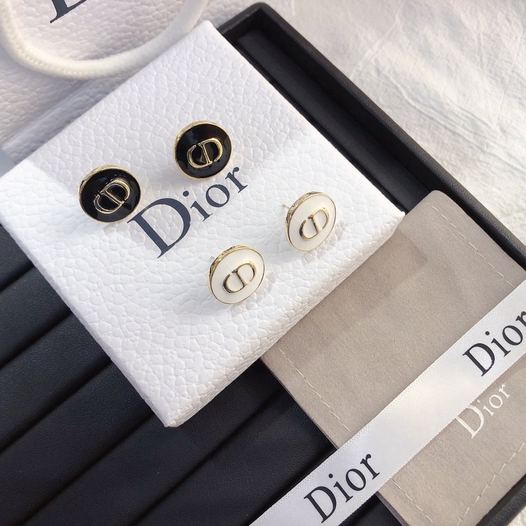 Khuyên Tai Tròn Khắc Chữ Dior Bằng Thép Titanium Thời Trang Cho Nữ