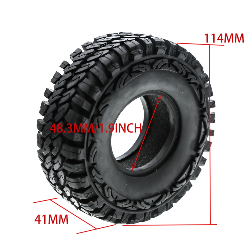 Bộ 4 Bánh Xe Cao Su 1.9 inch Cho Xe Điều Khiển Từ Xa TRX4 Bronco D90 D110 Axial scx10 90046 RC4WD CC01