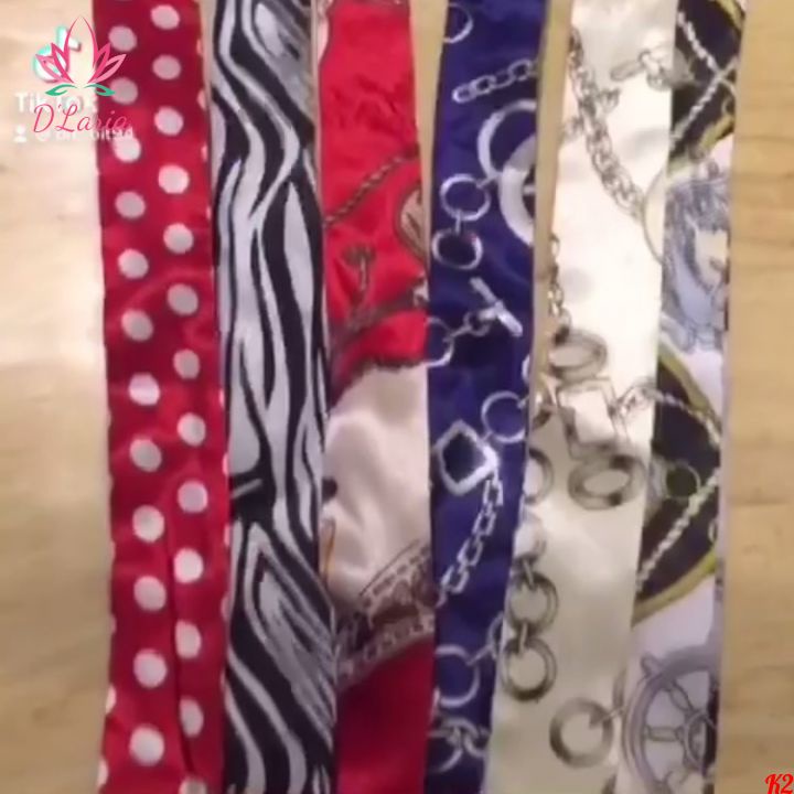 [NEW] Khăn Lụa Quấn Túi Xách/Quàng Cổ Buộc Thanh Lịch - Ruy Băng Cột Tóc Họa Tiết Thời Trang Hàn Quốc