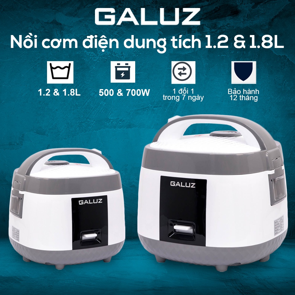 Nồi cơm điện Galuz dung tích 1.2L và 1.8L thương hiệu Pháp Gr-03 và Gr-05, công suất 500W - Lòng nồi dày dặn