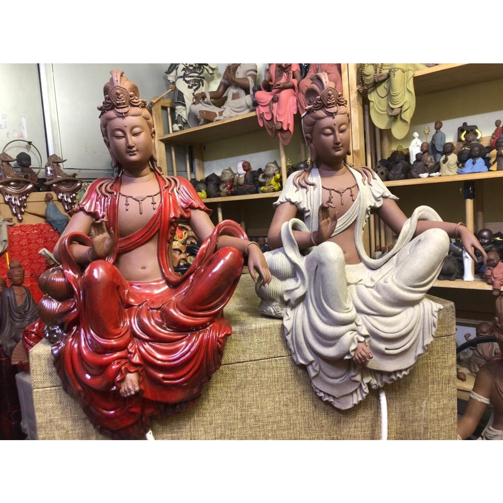 TƯỢNG QUAN ÂM TỰ TẠI GỐM TỬ SA CAO CẤP DO NGHỆ NHÂN CẤP QUỐC GIA CHẾ TÁC THỦ CÔNG - TRANG TRÍ NHÀ CỬA TIỂU CẢNH PHỐI LŨA