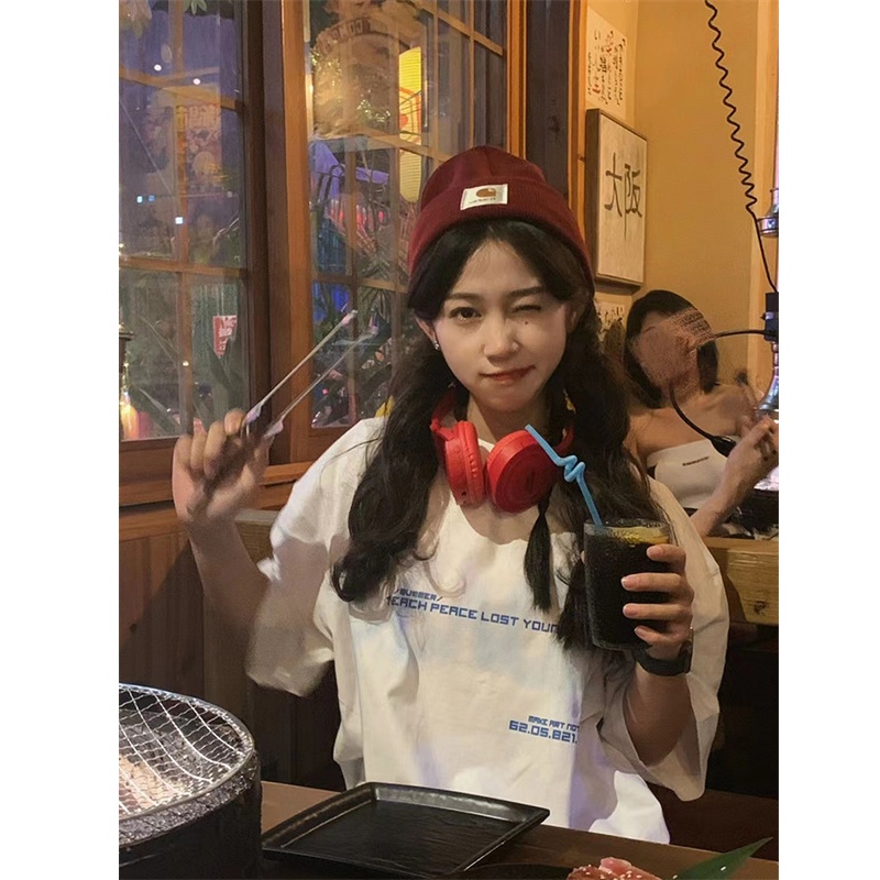 NRVP Áo Thun Cổ Tròn Oversize Thời Trang Hàn Quốc 2022 Cho Nữ