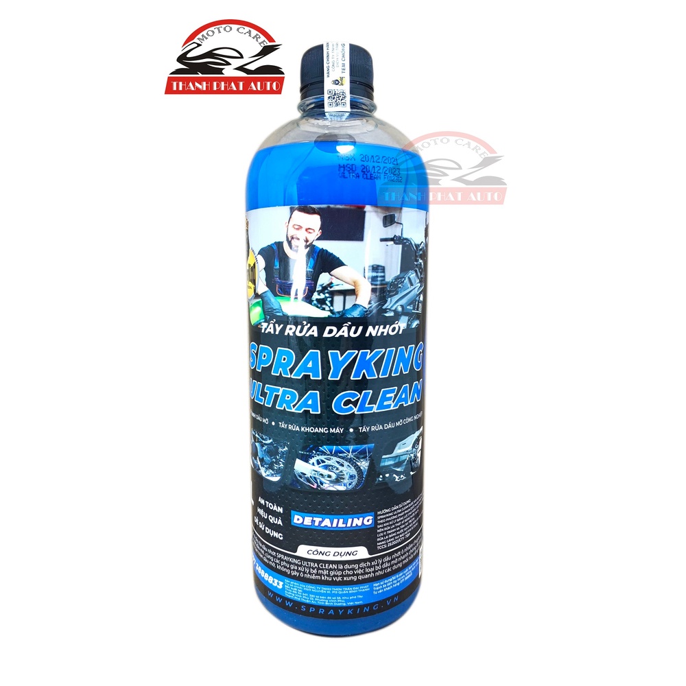 Dung dịch Srayking Ultra Clean tẩy rửa dầu nhớt chuyên dụng trên bề mặt kim loại Tặng kèm vòi xịt/ 1Lít