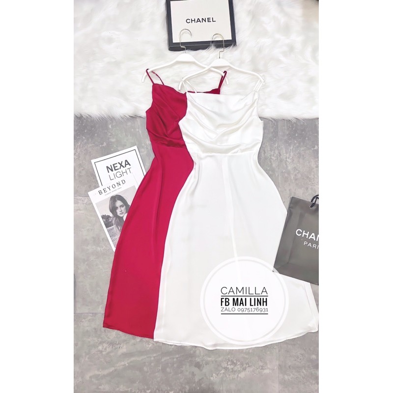 ⚡LỤA MỀM⚡️ Váy 2 dây cổ đổ hot trend hai màu 💖 [CO DO]💖[DAM HAI DAY]💖[FREESHIP] | BigBuy360 - bigbuy360.vn