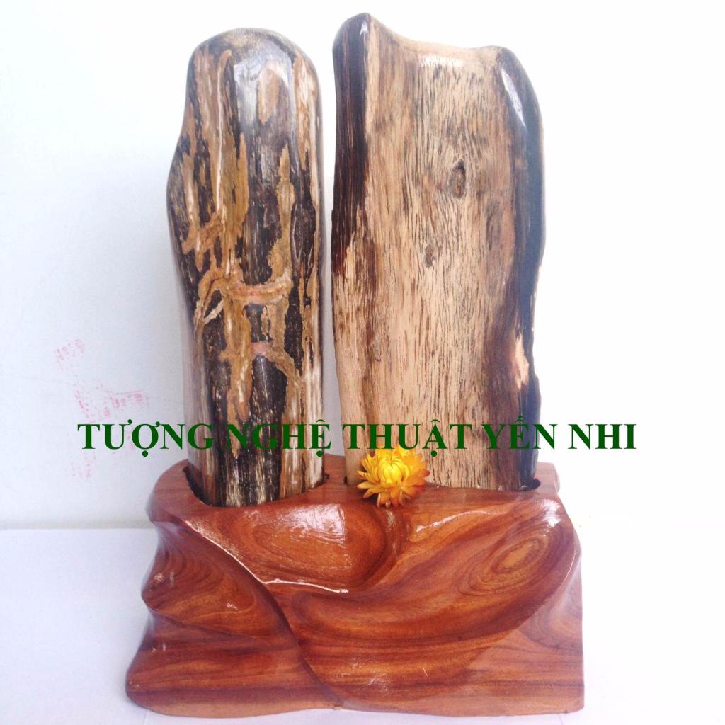 Trụ Gỗ hóa thạch Phu Thê Viên Mãn cao 32cm-4,1kg