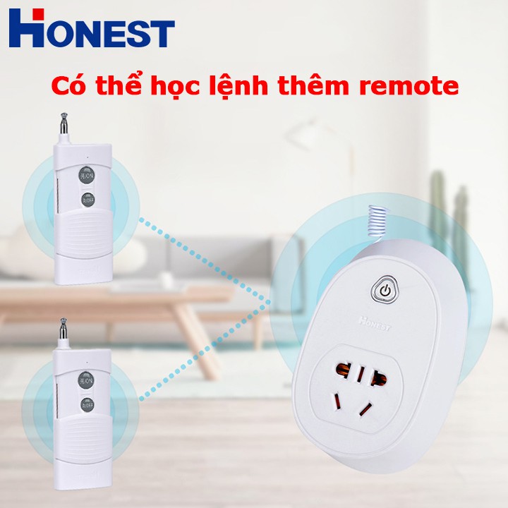 Ổ cắm Honest HT-9501CZD 2 chấu điều khiển từ xa 1000m công suất lớn tiêu chuẩn châu âu EU