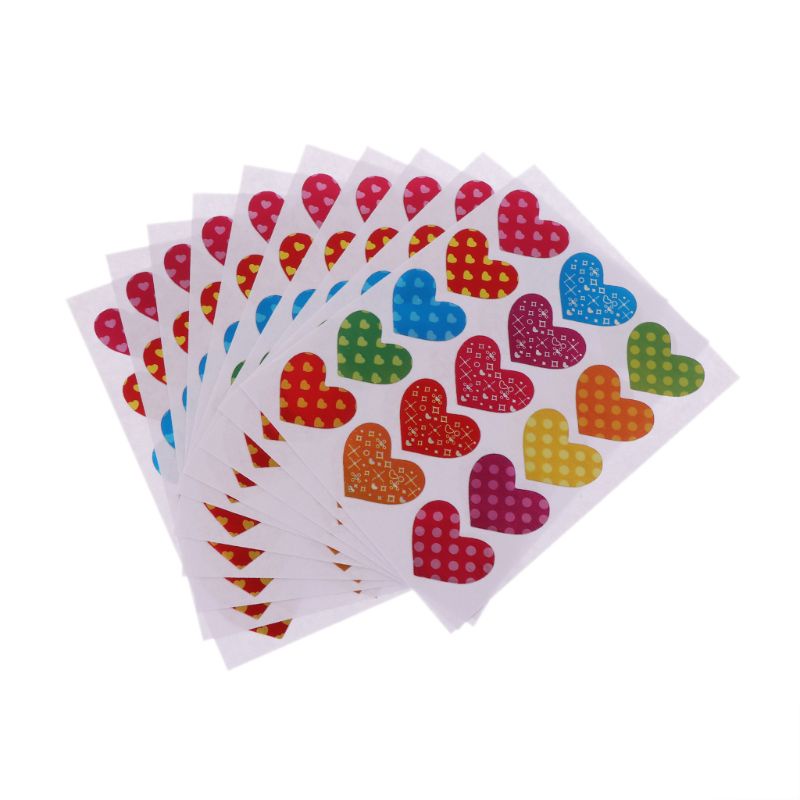 Set 10 tấm nhãn dán hình trái tim trang trí phong bì/thiệp/sổ lưu niệm/tiệc thủ công quà tặng khuyến khích cho bé