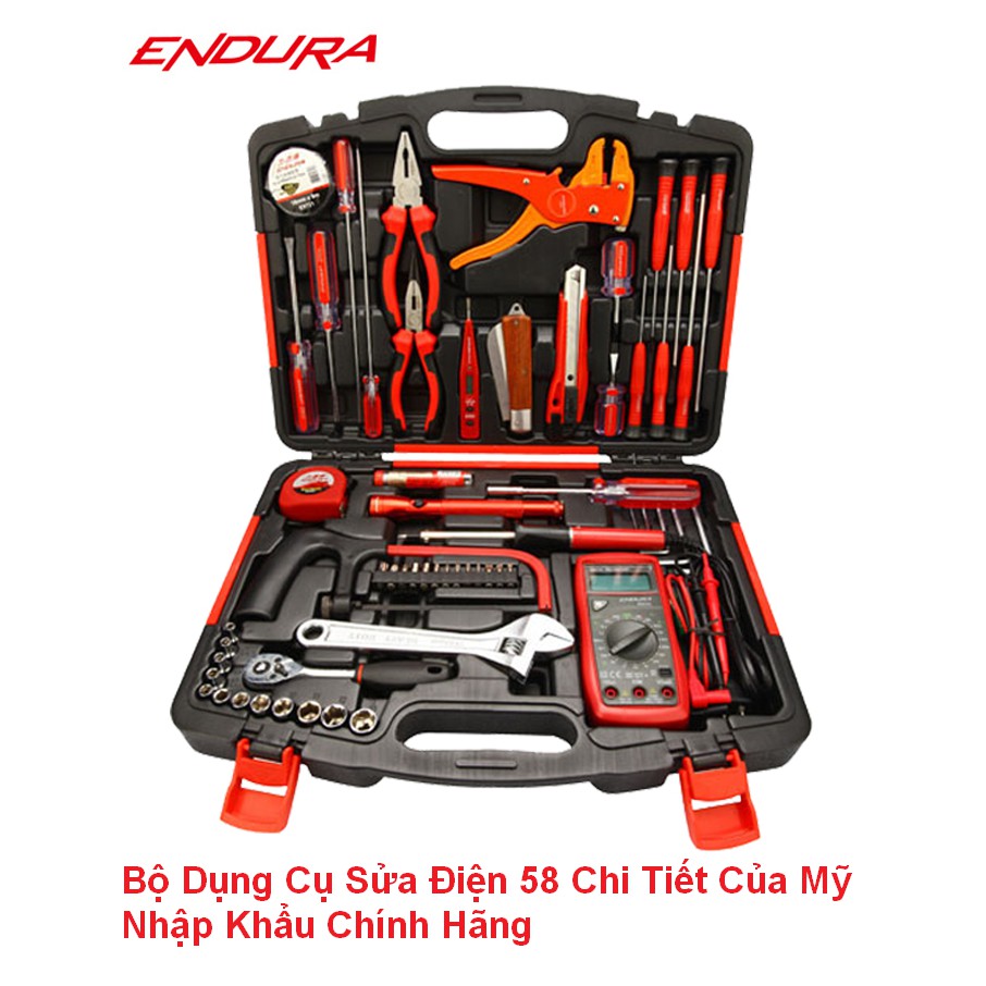 [ChínhHãng]Bộ dụng cụ sửa điện 58 món chính hãng của Mỹ nhập khẩu Endura E1412 tại TPHCM