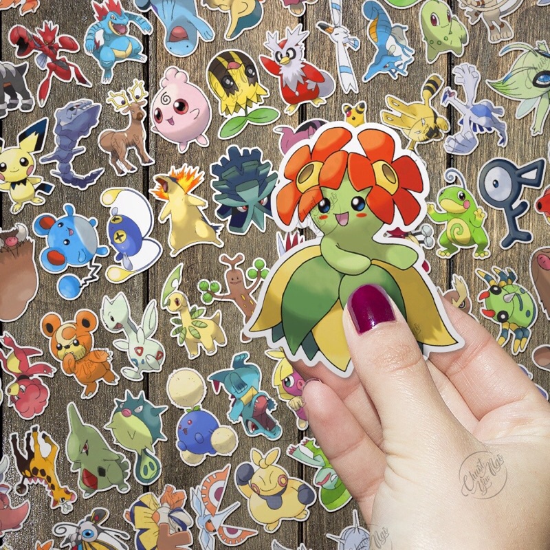 Bộ sticker 25/50 Pokemon/Gen2 không trùng hình dán trang trí decal hoạt hình Bửu Bối /Thần Kỳ/Pikachu NT 54