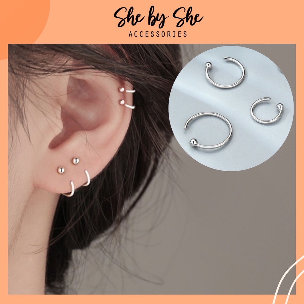 Bông tai nữ bạc 925 dạng gài tai phong cách Hàn Quốc  SHE BY SHE - K85