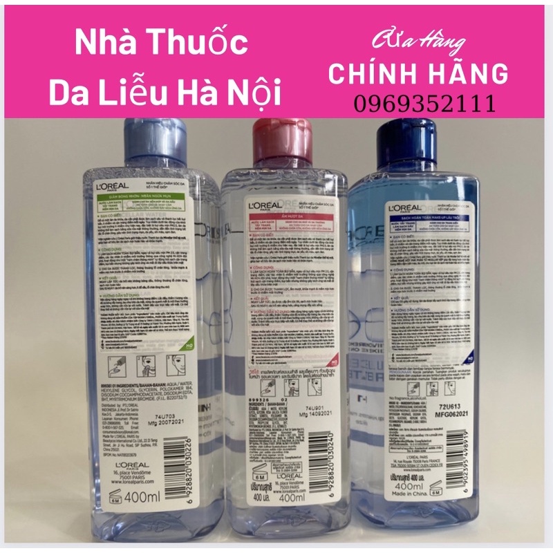 Nước tẩy trang Loreal - L'Oreal Paris 3-in-1 Micellar Water - 400ml