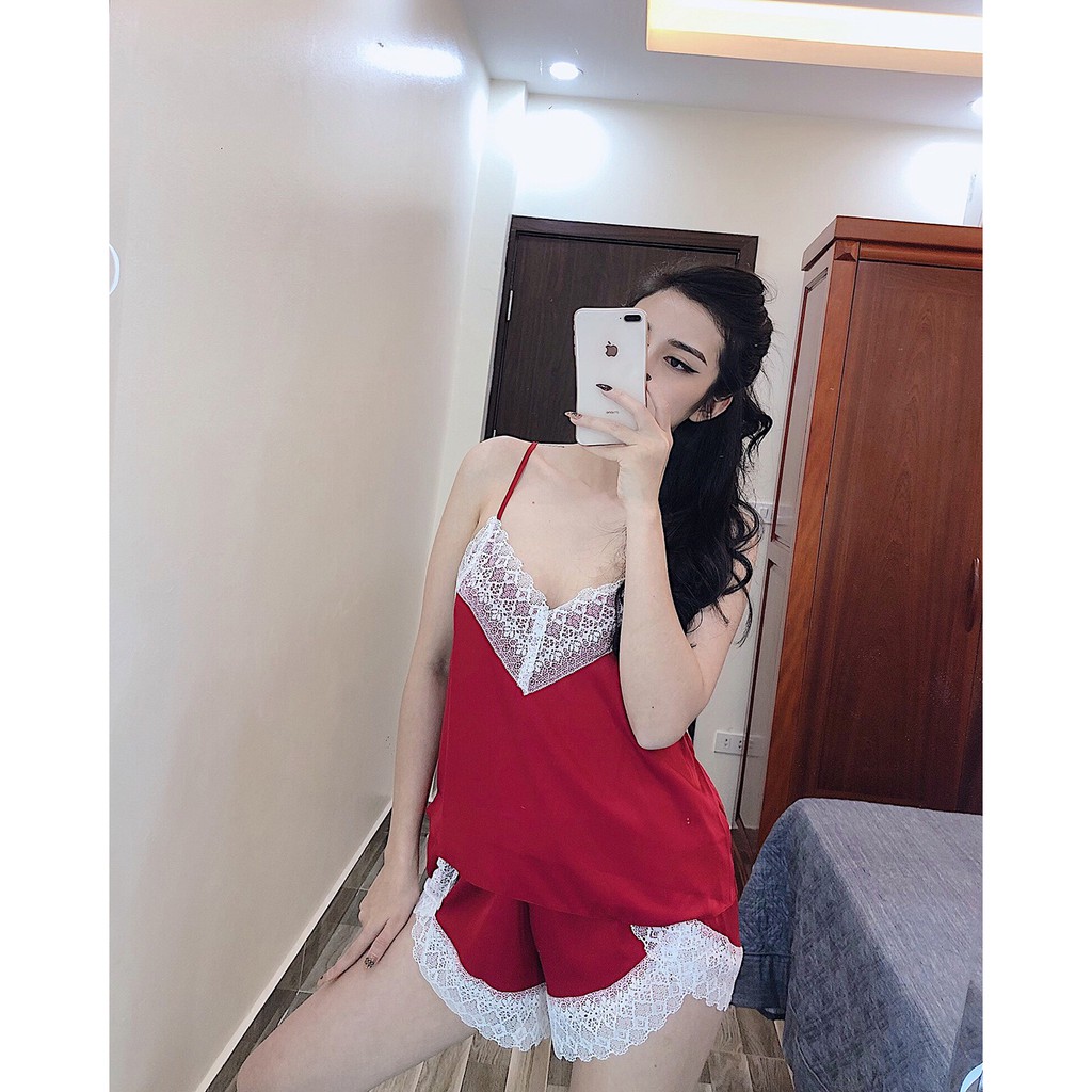 Bộ ngủ lụa 2 dây cao cấp viền ren gợi cảm - BN020 | BigBuy360 - bigbuy360.vn