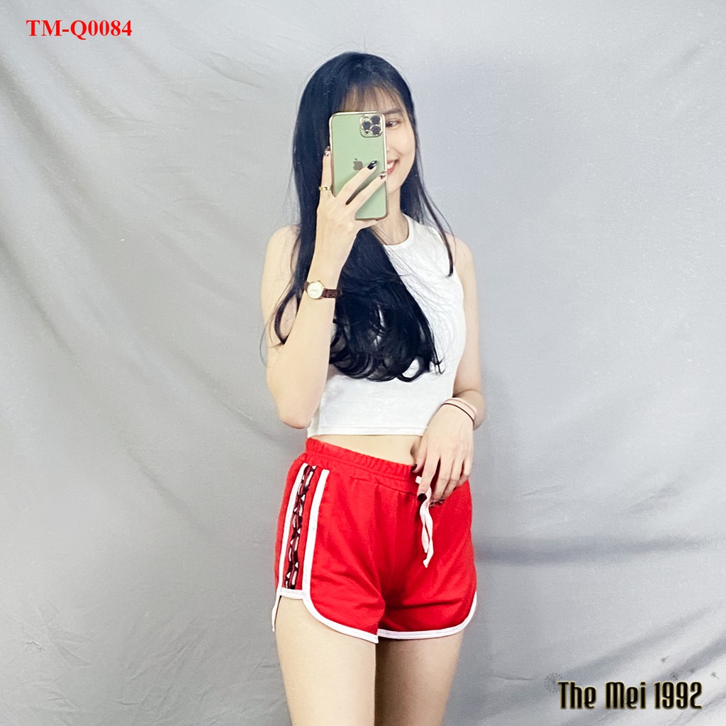 Quần đùi short nữ THE MEI 1992 cao cấp - Quần sooc nữ Umi da cá cạp chun nâng mông phong cách thể thao thời trang