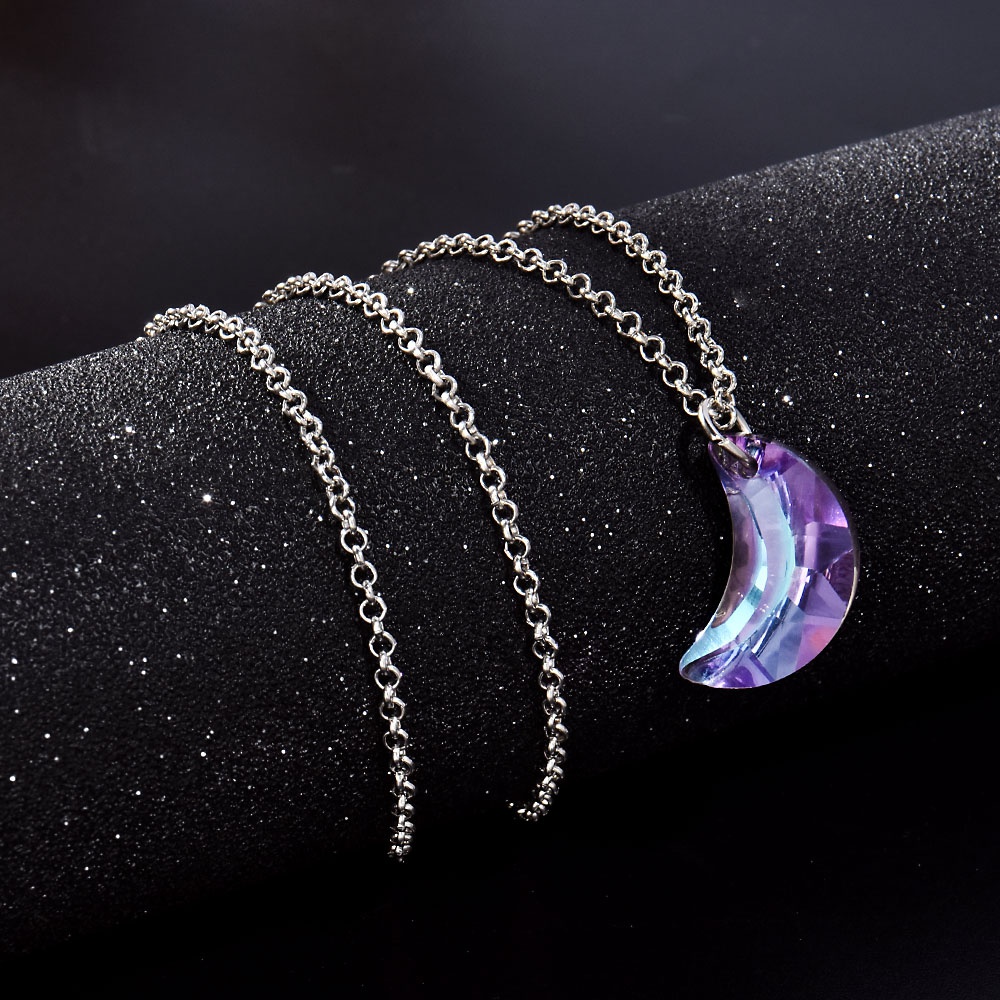 vòng cổ Hợp Kim Mặt Hình Trăng Khuyết Đính Đá Xinh Xắn Cho Nữ