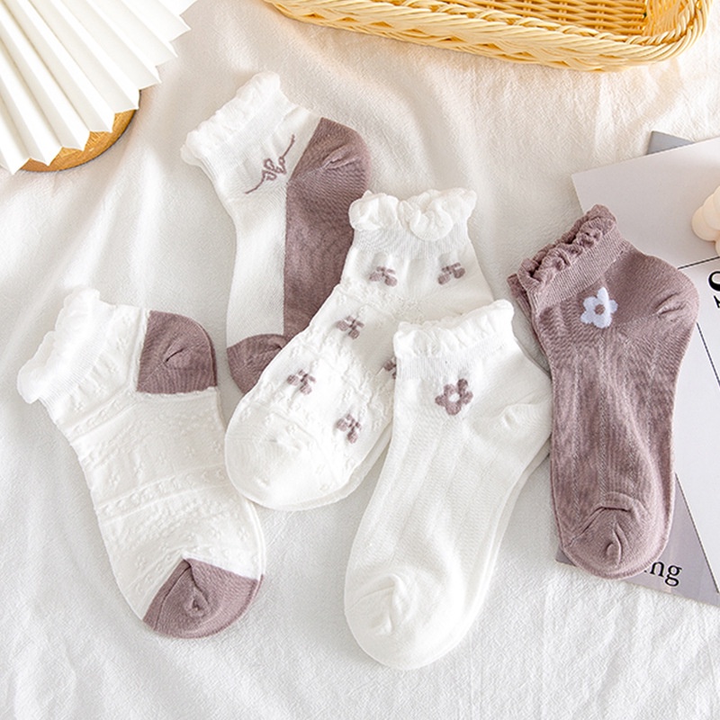 Vớ Cotton Mỏng Phối Ren Dễ Thương Phong Cách Nhật Bản Thời Trang Mùa Hè Cho Nữ