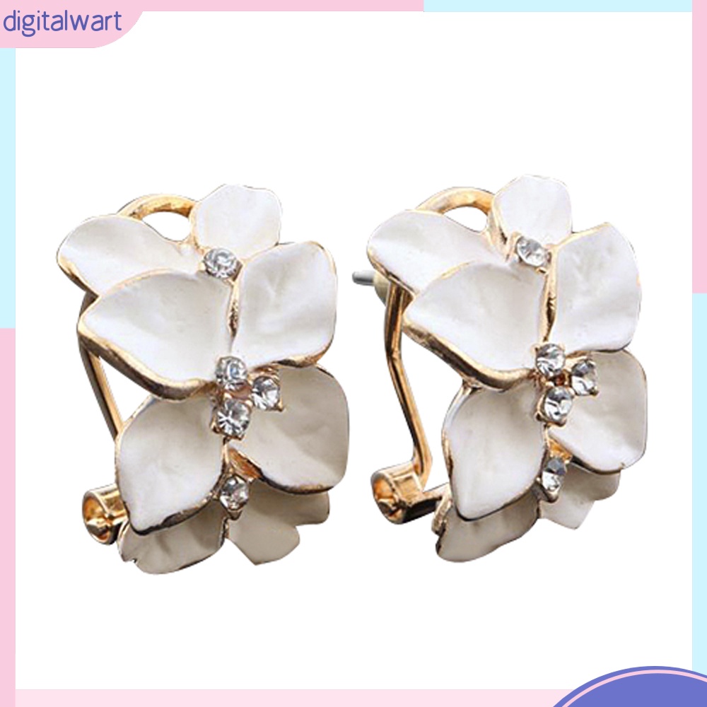 Khuyên Tai Hình Bông Hoa Đính Đá Phong Cách Thanh Lịch Dành Cho Nữ