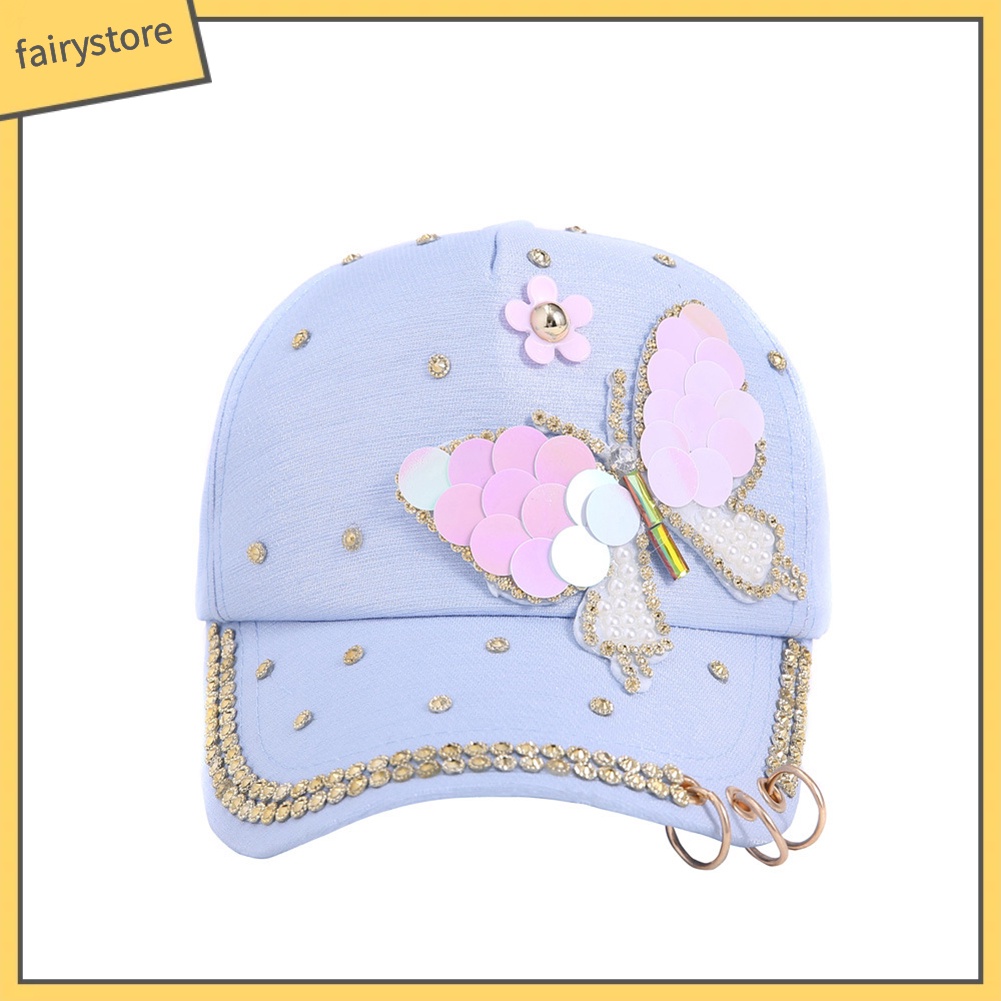 Mũ Lưỡi Trai Phối Lưới Hoạ Tiết Bướm Cho Nữ