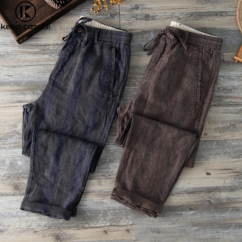 Quần ống rộng Họa Tiết Kẻ Sọc Thời Trang Mùa Hè Dành Cho Nam