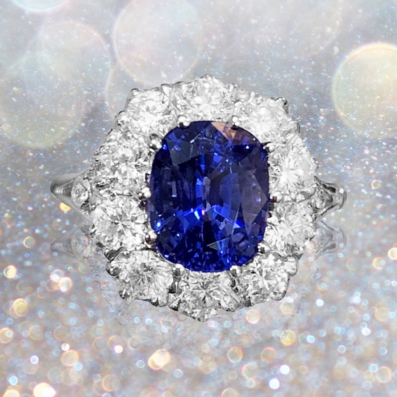 Nhẫn Đính Đá Zircon Màu Xanh Đậm Sang Trọng Thời Trang Dự Tiệc Cho Nữ