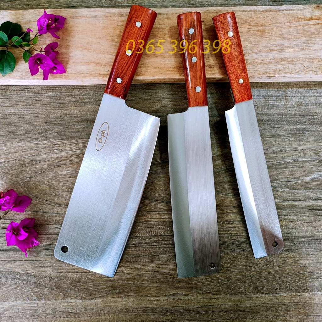 Dao làm bếp bộ 3 dao làm bằng thép trắng nhật không gỉ, được rèn thủ công 100% tại làng rèn lý Nhân Vĩnh Phúc ,chuyên ch