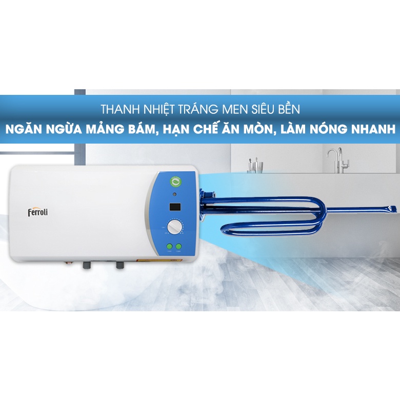 [15L]Bình nước nóng Ferroli VERDI AE 15 lít - Bình nóng lạnh gián tiếp - Hiện thi nhiệt độ,thanh đốt siêu bền