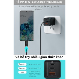 [2type-C +1USB]Cốc sạc nhanh 65W Baseus GaN2 Pro CCGAN65E2