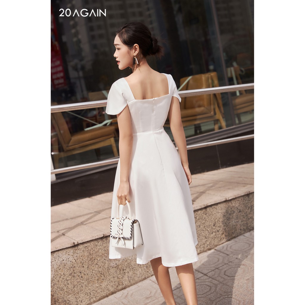 Đầm Xòe Xoắn Nơ Ngực 20AGAIN DEA1203 | BigBuy360 - bigbuy360.vn