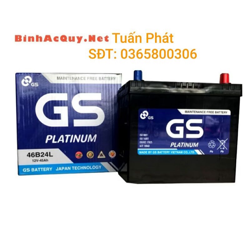 Ắc quy GS HÀNG CHÍNH HÃNG 46B24L (12v 45Ah) cọc nhỏ