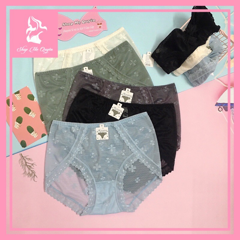 Quần lót ren hoa nhí mỏng nhẹ- cạp cao form 50-70kg