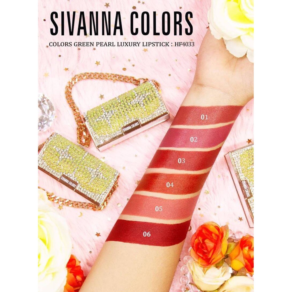 ❃⊙Sivanna Colors Green Pearl Luxury Lupstick 3.8g HF4033 Son Lì SIVANNA COLORS Vỏ Nhũ Kim tuyến cao cấp