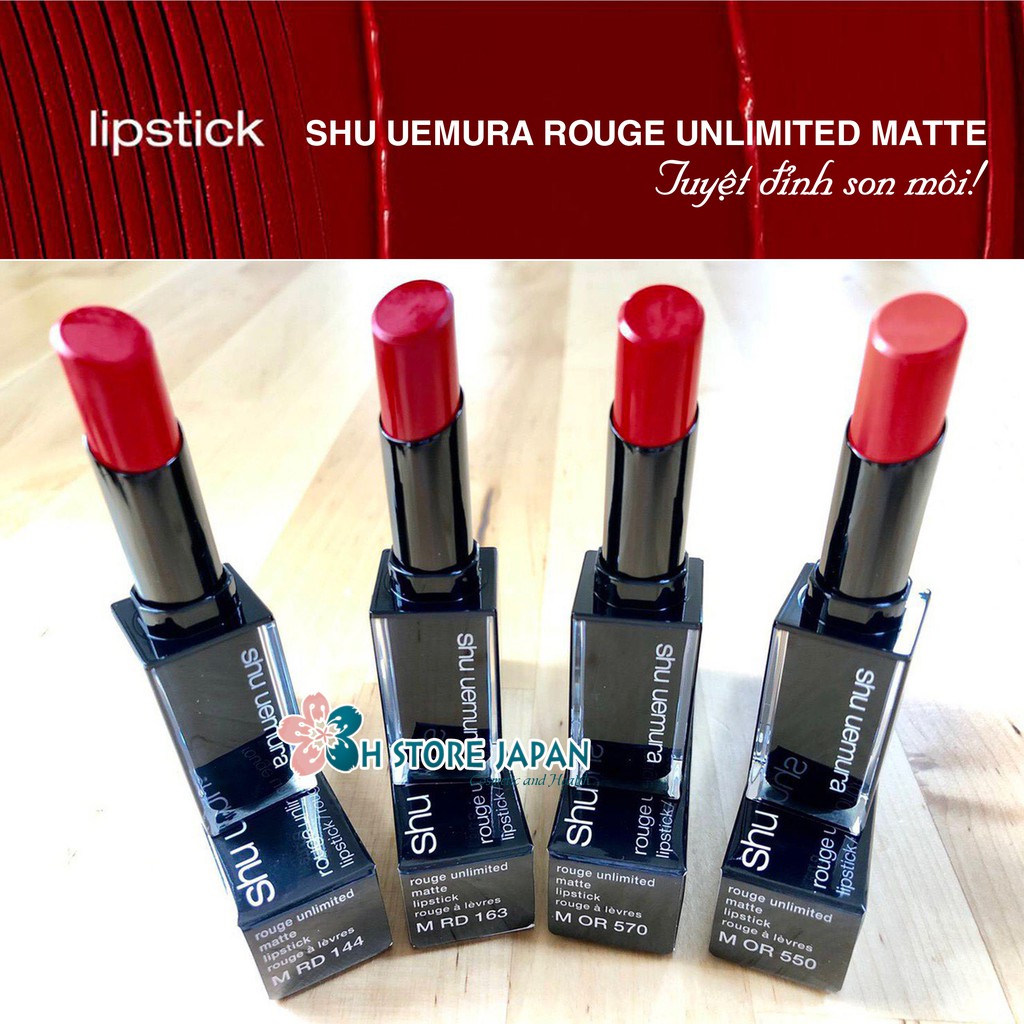 Son lì Shu Rouge Unlimited Matte vỏ đen nội địa Nhật
