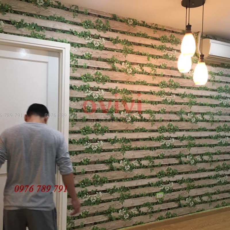 Giấy Dán Tường Hàn Quốc 3D Hoa Dây Leo Lụa Không Keo Khổ 1.06 x 15.6m