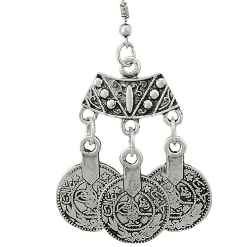 Đôi Khuyên Tai Dài Hình Đồng Xu Phong Cách Vintage Thời Trang Cho Nữ