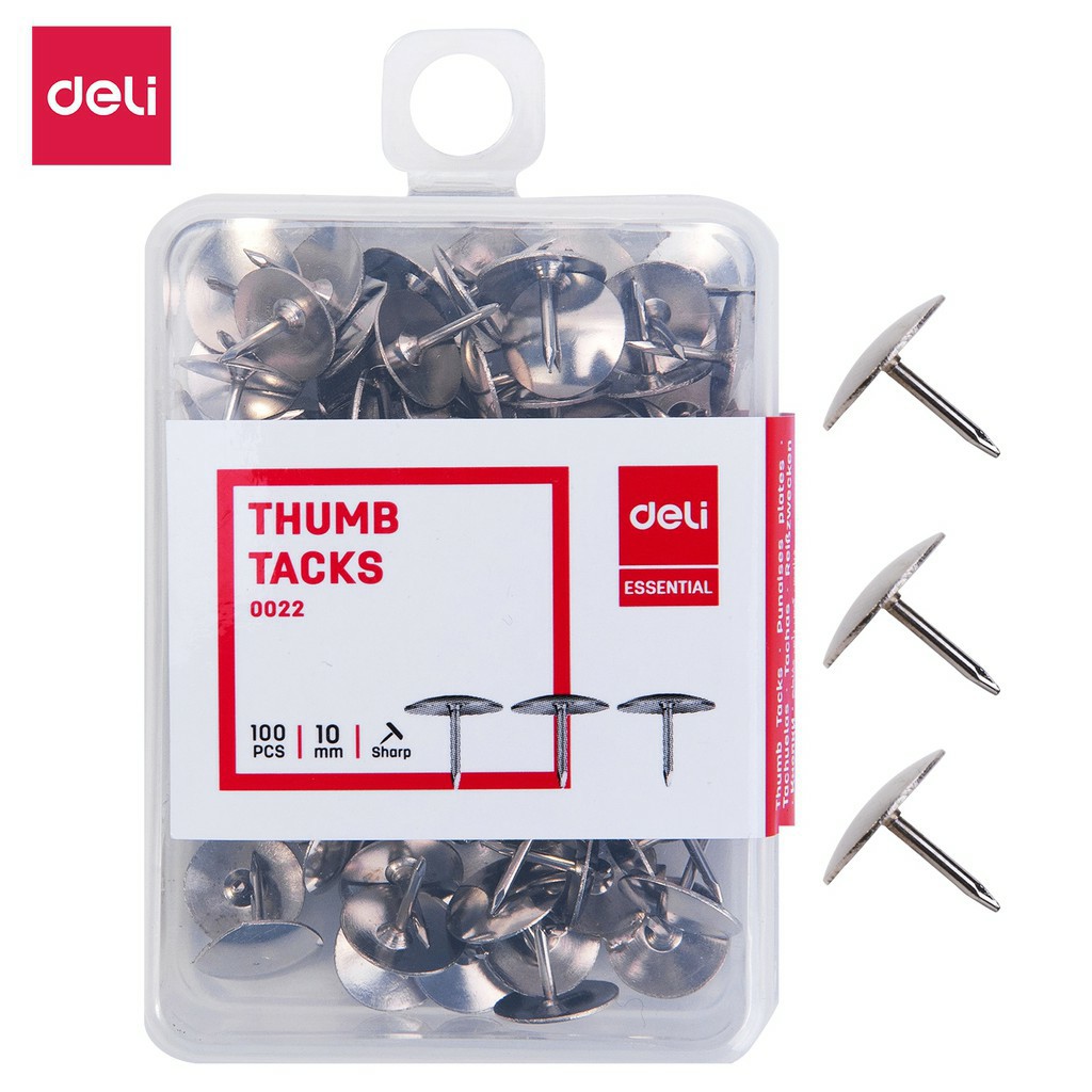 Ghim mũ đinh nhọn #3 Deli - 10mm màu Bạc