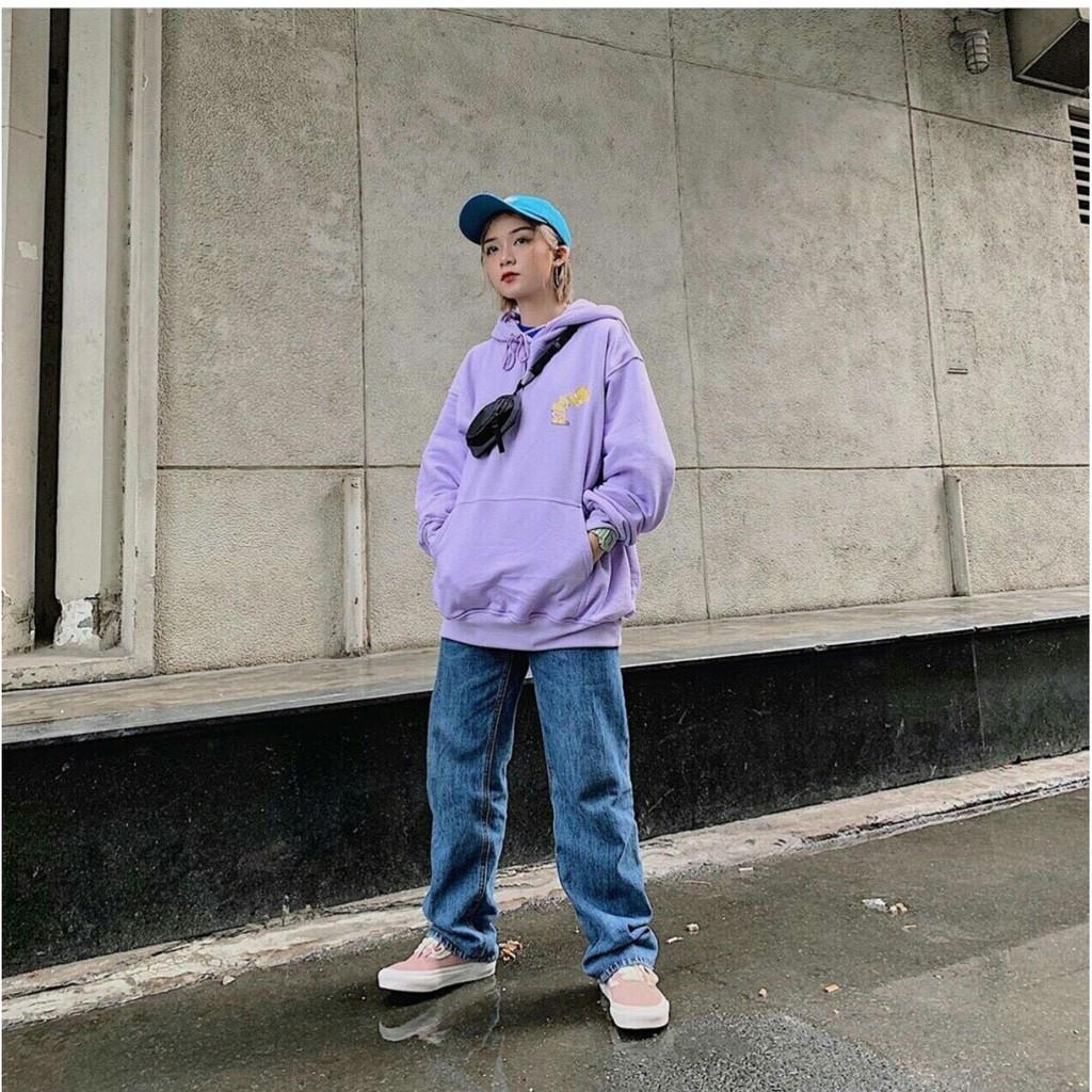 Áo Khoác Hoodie Tím Vải Nỉ Siêu Cute Free Size Dưới 65kg AK17 | BigBuy360 - bigbuy360.vn