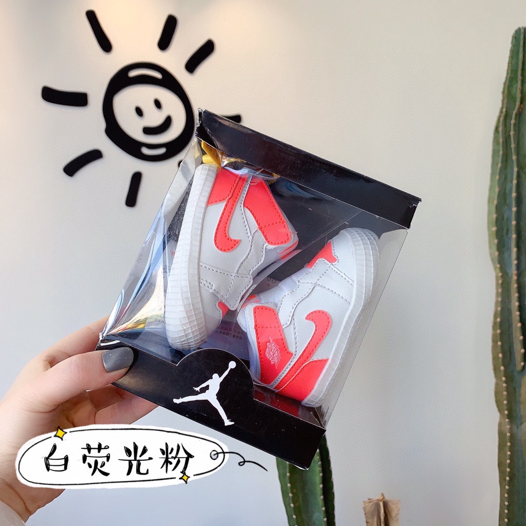 276*hàng Có Sẵn * Giày Nike Air Jordan1 AJ1 Cổ Cao Hở Ngón Màu Đen Làm Quà Tặng Cho Bé Từ 4-12 Tháng