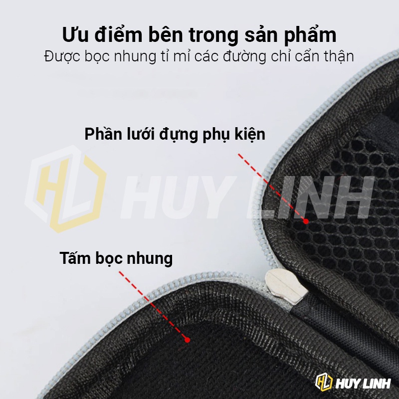 Hộp túi đựng tai nghe phụ kiện Jcally JCBG3 vải cao cấp - Chống rơi, chống thấm kích thước 10x7cm