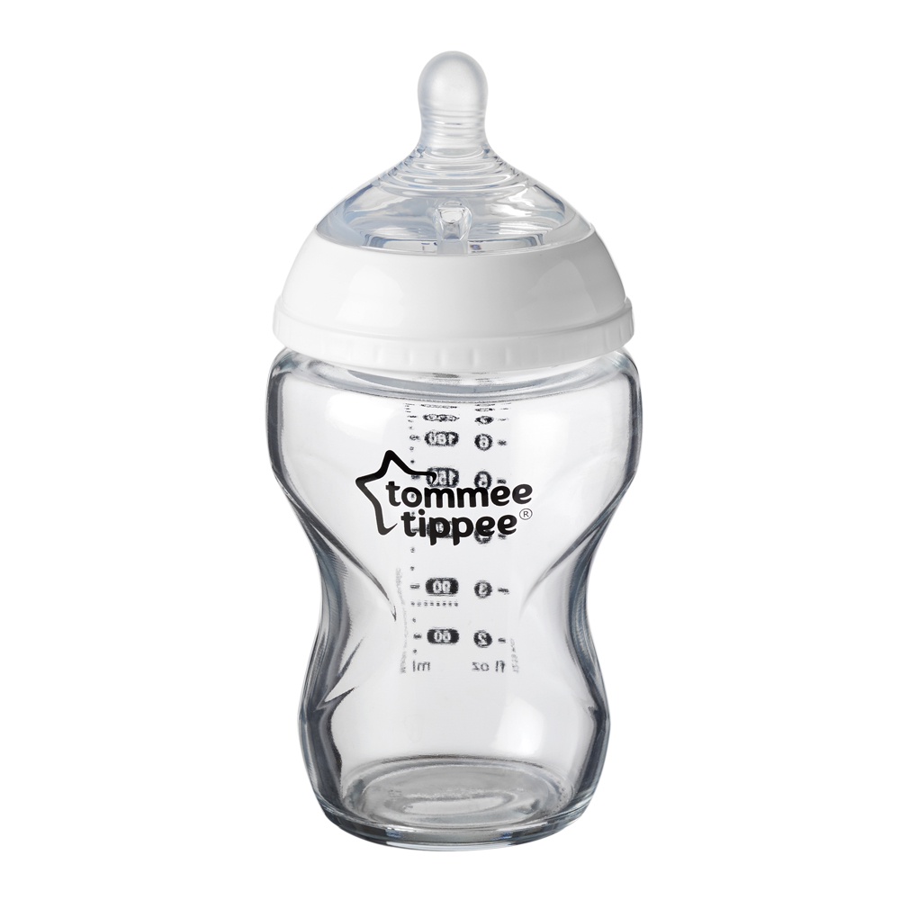 Bình sữa thủy tinh ty siêu mềm tự nhiên Tommee Tippee Closer to Nature 250ml, núm ty đi kèm 3-6 tháng