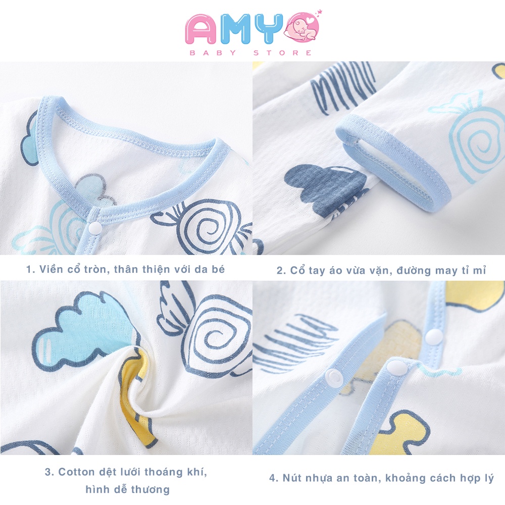 Bodysuit cho bé AMYO quần áo sơ sinh bộ body tay dài cho bé gái bé trai đầy tháng 3 6 9 12 tháng thôi nôi 11.BDL01.04-1