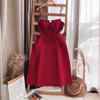 Đầm gấm 2 dây sang trọng