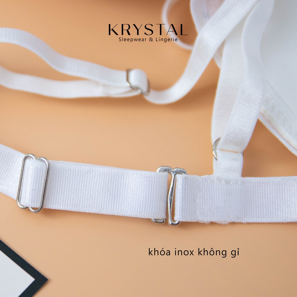 Bộ đồ lót không gọng mút vừa nâng ngực màu xanh chất cotton họa tiết hoa KRYSTAL KSB11